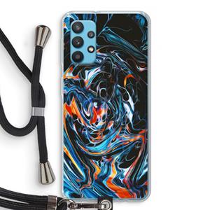 CaseCompany Black Unicorn: Samsung Galaxy A32 4G Transparant Hoesje met koord
