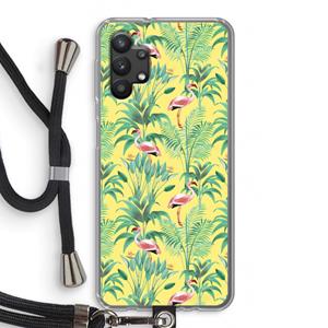 CaseCompany Flamingo party: Samsung Galaxy A32 5G Transparant Hoesje met koord