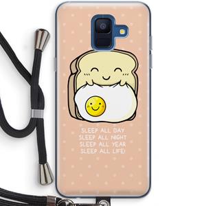 CaseCompany Sleep All Day: Samsung Galaxy A6 (2018) Transparant Hoesje met koord