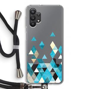 CaseCompany Gekleurde driehoekjes blauw: Samsung Galaxy A32 5G Transparant Hoesje met koord