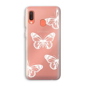CaseCompany White butterfly: Samsung Galaxy A20e Transparant Hoesje