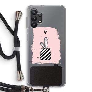 CaseCompany Zwart-wit cactus: Samsung Galaxy A32 5G Transparant Hoesje met koord