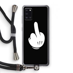 CaseCompany Middle finger black: Samsung Galaxy A31 Transparant Hoesje met koord