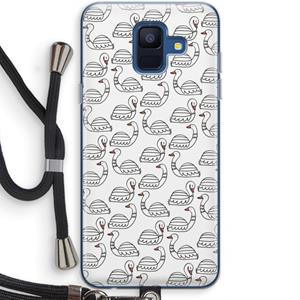 CaseCompany Zwanen: Samsung Galaxy A6 (2018) Transparant Hoesje met koord