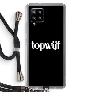 CaseCompany Topwijf Zwart: Samsung Galaxy A42 5G Transparant Hoesje met koord