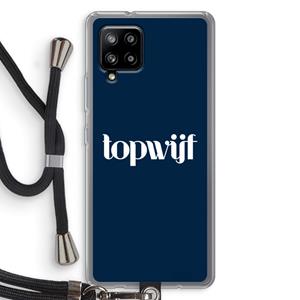 CaseCompany Topwijf Navy: Samsung Galaxy A42 5G Transparant Hoesje met koord