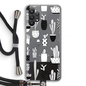 CaseCompany Cactusmotief: Samsung Galaxy A32 5G Transparant Hoesje met koord