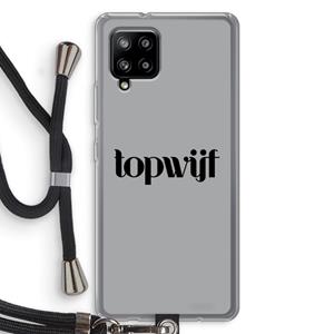 CaseCompany Topwijf Grijs Zwart: Samsung Galaxy A42 5G Transparant Hoesje met koord