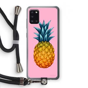 CaseCompany Grote ananas: Samsung Galaxy A31 Transparant Hoesje met koord