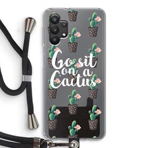 CaseCompany Cactus quote: Samsung Galaxy A32 5G Transparant Hoesje met koord
