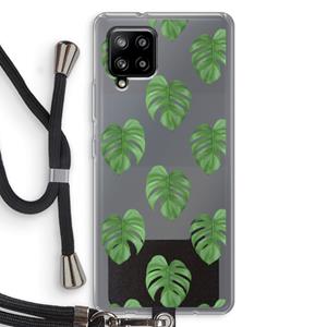 CaseCompany Monstera leaves: Samsung Galaxy A42 5G Transparant Hoesje met koord
