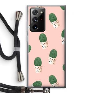 CaseCompany Cactusprint roze: Samsung Galaxy Note 20 Ultra / Note 20 Ultra 5G Transparant Hoesje met koord