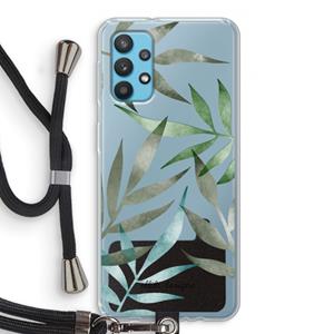 CaseCompany Tropical watercolor leaves: Samsung Galaxy A32 4G Transparant Hoesje met koord