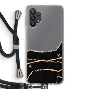 CaseCompany Gouden marmer: Samsung Galaxy A32 5G Transparant Hoesje met koord