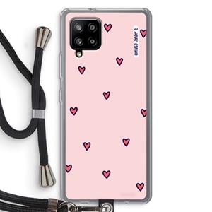 CaseCompany Hartjes: Samsung Galaxy A42 5G Transparant Hoesje met koord
