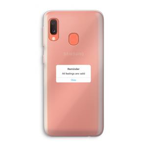 CaseCompany Reminder: Samsung Galaxy A20e Transparant Hoesje