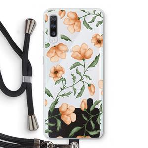 CaseCompany Peachy flowers: Samsung Galaxy A70 Transparant Hoesje met koord