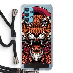 CaseCompany Tiger and Rattlesnakes: Samsung Galaxy A32 4G Transparant Hoesje met koord
