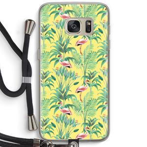 CaseCompany Flamingo party: Samsung Galaxy S7 Transparant Hoesje met koord