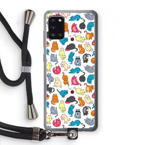 CaseCompany Kleurrijke katten: Samsung Galaxy A31 Transparant Hoesje met koord