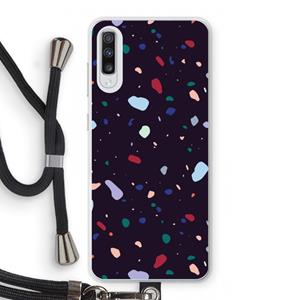 CaseCompany Dark Rounded Terrazzo: Samsung Galaxy A70 Transparant Hoesje met koord