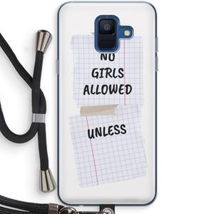 CaseCompany No Girls Allowed Unless: Samsung Galaxy A6 (2018) Transparant Hoesje met koord