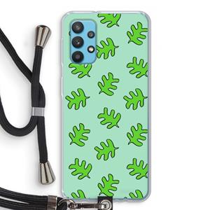 CaseCompany Groene blaadjes: Samsung Galaxy A32 4G Transparant Hoesje met koord