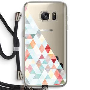 CaseCompany Gekleurde driehoekjes pastel: Samsung Galaxy S7 Transparant Hoesje met koord
