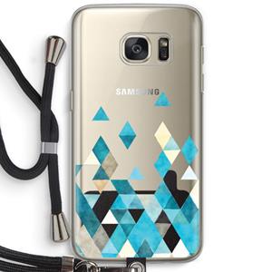 CaseCompany Gekleurde driehoekjes blauw: Samsung Galaxy S7 Transparant Hoesje met koord