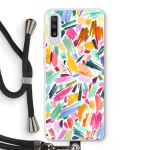 CaseCompany Watercolor Brushstrokes: Samsung Galaxy A70 Transparant Hoesje met koord