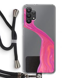 CaseCompany Paarse stroom: Samsung Galaxy A32 5G Transparant Hoesje met koord