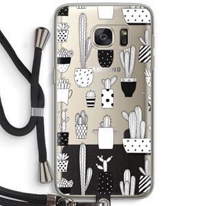 CaseCompany Cactusmotief: Samsung Galaxy S7 Transparant Hoesje met koord