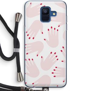 CaseCompany Hands pink: Samsung Galaxy A6 (2018) Transparant Hoesje met koord