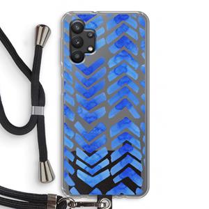 CaseCompany Blauwe pijlen: Samsung Galaxy A32 5G Transparant Hoesje met koord