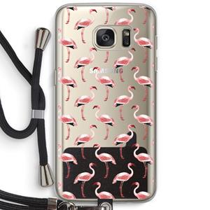 CaseCompany Flamingoprint groen: Samsung Galaxy S7 Transparant Hoesje met koord