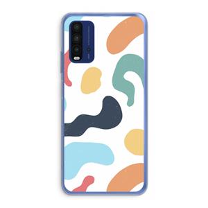 CaseCompany Memphis Shapes Blue: Xiaomi Redmi 9T Transparant Hoesje