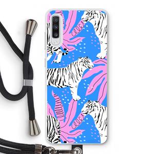 CaseCompany Tijger: Samsung Galaxy A70 Transparant Hoesje met koord