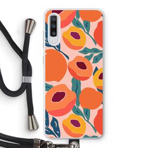 CaseCompany Perzik: Samsung Galaxy A70 Transparant Hoesje met koord