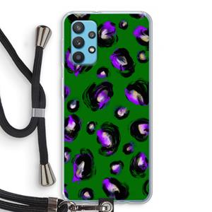 CaseCompany Green Cheetah: Samsung Galaxy A32 4G Transparant Hoesje met koord