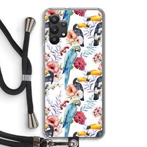 CaseCompany Bloemen tukan: Samsung Galaxy A32 5G Transparant Hoesje met koord