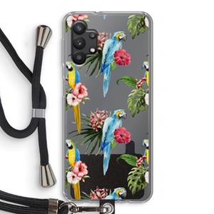 CaseCompany Kleurrijke papegaaien: Samsung Galaxy A32 5G Transparant Hoesje met koord