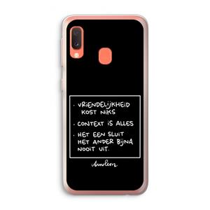 CaseCompany Mijn Motto's: Samsung Galaxy A20e Transparant Hoesje