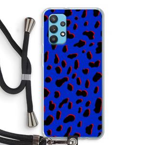 CaseCompany Blue Leopard: Samsung Galaxy A32 4G Transparant Hoesje met koord