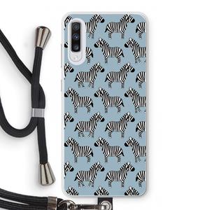 CaseCompany Zebra: Samsung Galaxy A70 Transparant Hoesje met koord