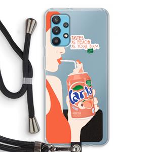 CaseCompany Peach please!: Samsung Galaxy A32 4G Transparant Hoesje met koord