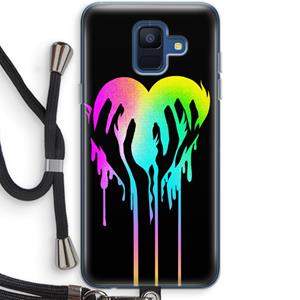 CaseCompany Hold My Heart: Samsung Galaxy A6 (2018) Transparant Hoesje met koord