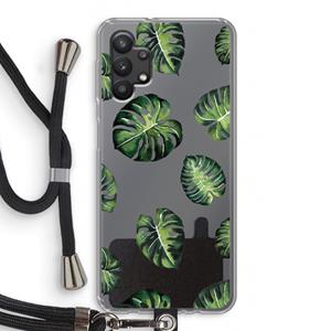 CaseCompany Tropische bladeren: Samsung Galaxy A32 5G Transparant Hoesje met koord