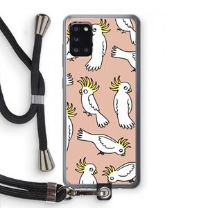 CaseCompany Papegaai: Samsung Galaxy A31 Transparant Hoesje met koord