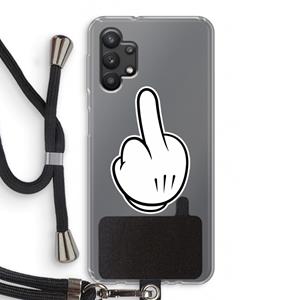 CaseCompany Middle finger black: Samsung Galaxy A32 5G Transparant Hoesje met koord