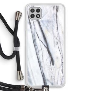 CaseCompany Gestreepte marmer: Samsung Galaxy A22 4G Transparant Hoesje met koord